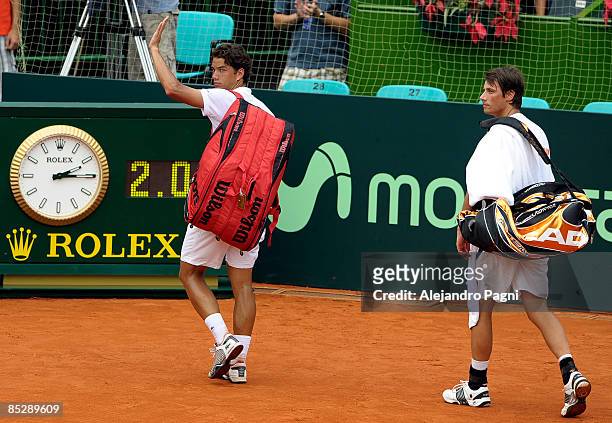 Jesse Huta Galung and Rogier Wassen of the Netherlands leave the court after losing during their day 2 Davis Cup 2009 World Group match between the...