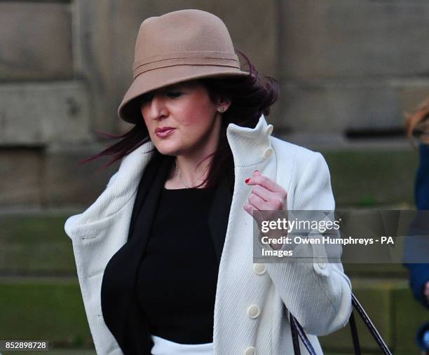 Friend of Pc David Rathband, Lisa French, leaves Moot Hall in Newcastle after attending the inquest into his death.