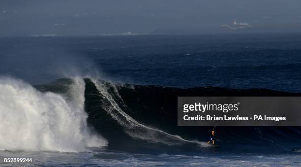 Professional surfer Nic Von Rupp rides a wave at Mullaghmore, Co. Sligo.