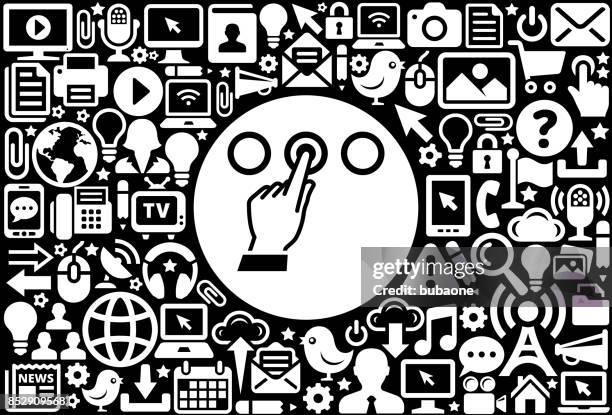 hand selecting icon black and white internet technology background - person pointing at camera stock illustrations