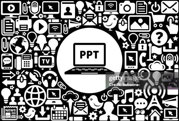 power point icon black and white internet technology background - powerpoint presentations stock illustrations