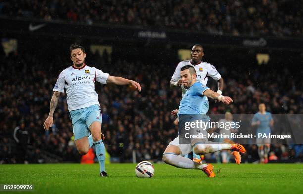Manchester City's Alvaro Negredo scores his side's second goal