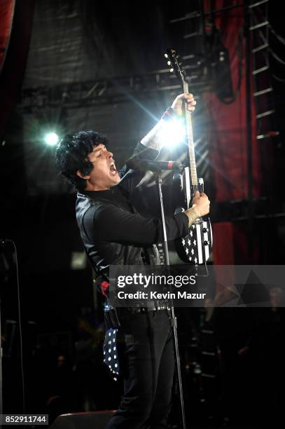 Billie Joe Armstrong of Green Day performs onstage during the 2017 Global Citizen Festival in Central Park on September 23, 2017 in New York City.