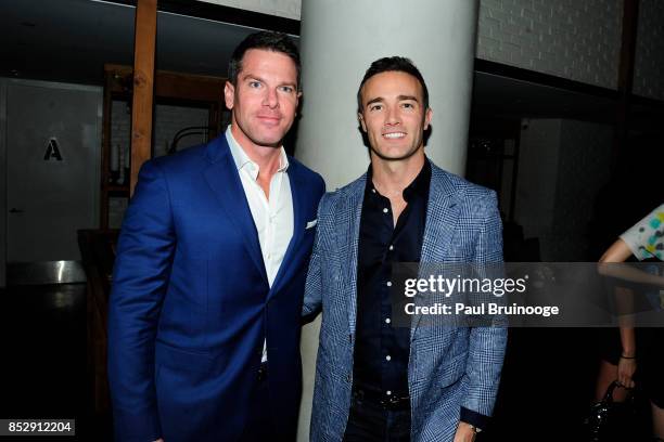 Thomas Roberts and Patrick Abner attend NBC & Vanity Fair host a party for "Will & Grace" at Mr. Purple at the Hotel Indigo LES on September 23, 2017...