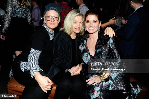 Nancy Jarecki, Diane Sawyer and Debra Messing attend NBC & Vanity Fair host a party for "Will & Grace" at Mr. Purple at the Hotel Indigo LES on...