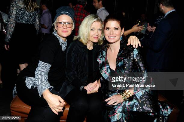 Nancy Jarecki, Diane Sawyer and Debra Messing attend NBC & Vanity Fair host a party for "Will & Grace" at Mr. Purple at the Hotel Indigo LES on...