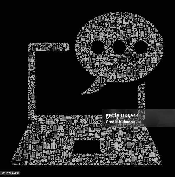 laptop communication construction industry vector icon pattern - construction worker tablet stock illustrations