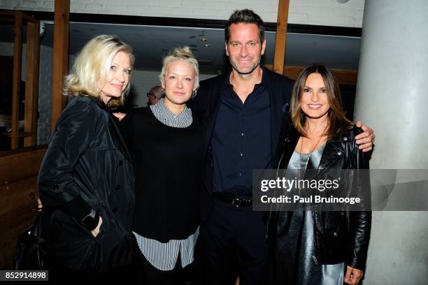 Diane Sawyer, Nancy Jarecki, Peter Hermann and Mariska Hargitay attend NBC & Vanity Fair host a party for "Will & Grace" at Mr. Purple at the Hotel...