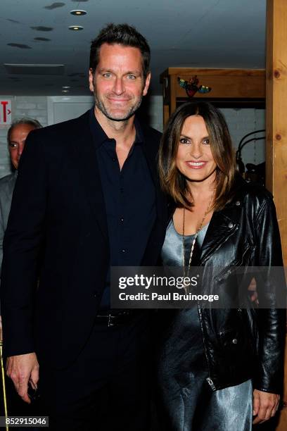 Peter Hermann and Mariska Hargitay attend NBC & Vanity Fair host a party for "Will & Grace" at Mr. Purple at the Hotel Indigo LES on September 23,...