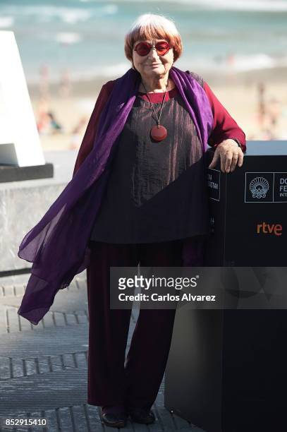Agnes Varda receives the Donostia Award during the 65th San Sebastian International Film Festival on September 24, 2017 in San Sebastian, Spain.