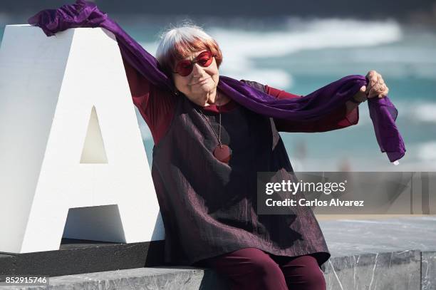 Agnes Varda receives the Donostia Award during the 65th San Sebastian International Film Festival on September 24, 2017 in San Sebastian, Spain.