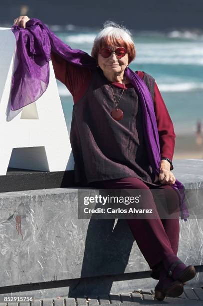 Agnes Varda receives the Donostia Award during the 65th San Sebastian International Film Festival on September 24, 2017 in San Sebastian, Spain.