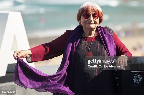 Agnes Varda receives the Donostia Award during the 65th San Sebastian International Film Festival on September 24, 2017 in San Sebastian, Spain.