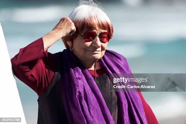 Agnes Varda receives the Donostia Award during the 65th San Sebastian International Film Festival on September 24, 2017 in San Sebastian, Spain.