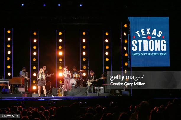 Hanna Nicole Perez Mosa and Ashley Grace Perez Mosa perform in concert with Ha*Ash during the "Texas Strong: Hurricane Harvey Can't Mess With Texas"...