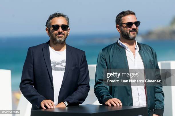 Eric Toledano and Olivier Nakache attend 'Le Sens De La Fete / C'Est La Vie' photocall during 65th San Sebastian Film Festival on September 24, 2017...