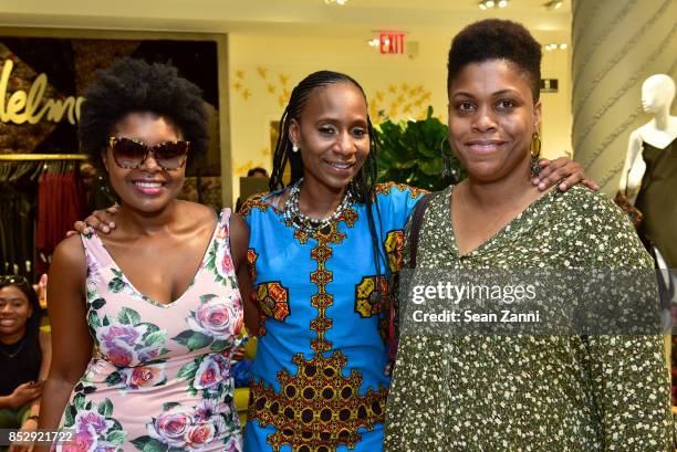 Mutale Nkonde, Diane Nathaniel and Amanda Blair attend the Sam Edelman Athleisure Launch at Lord & Taylor on September 23, 2017 in New York City.