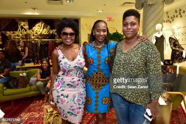 Mutale Nkonde, Diane Nathaniel and Amanda Blair attend the Sam Edelman Athleisure Launch at Lord & Taylor on September 23, 2017 in New York City.