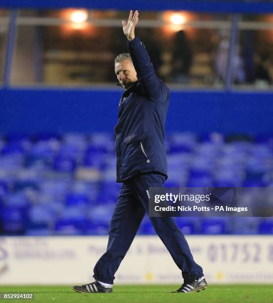 Bristol Rovers Manager John Ward thanks the fans after the FA Cup, Third Round Replay match at St Andrews, Birmingham.