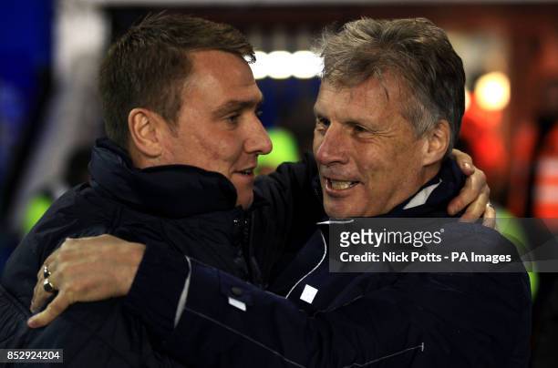 Bristol Rovers Manager John Ward greets Birmingham City Manager Lee Clarke during the FA Cup, Third Round Replay match at St Andrews, Birmingham.