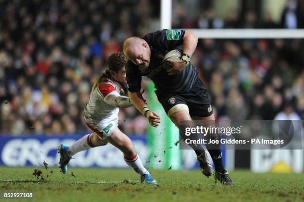 Leicester Tigers' Dan Cole is tackled by Ulster Rugby's Paddy Jackson during the Heineken Cup, Pool Five at Welford Road, Leicester.