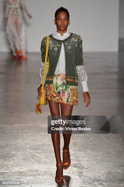 Model walks the runway at the Piccione.Piccione show during Milan Fashion Week Spring/Summer 2018 on September 24, 2017 in Milan, Italy.