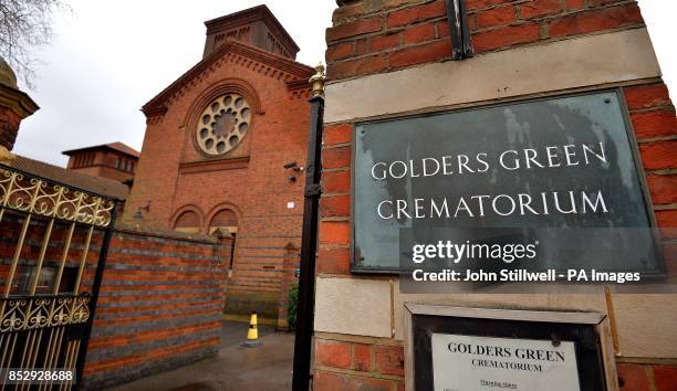 The entrance to Golders Green Crematorium, London, from where thieves have tried to steal the ashes of the founder of psychoanalysis Sigmund Freud...