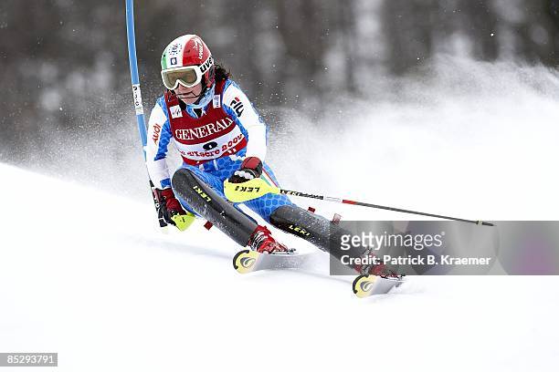 World Ski Championships: Italy Daniela Merighetti in action during Women's Super Combined Slalom on Piste Rhone-Alpes course. Val D'Isere, France...