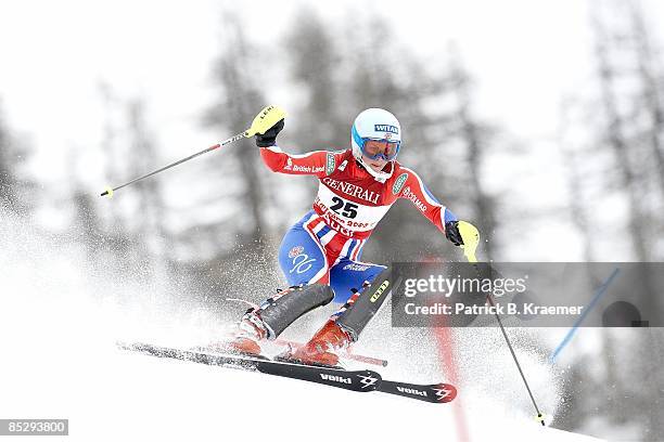 World Ski Championships: Great Britain Chemmy Alcott in action during Women's Super Combined Slalom on Piste Rhone-Alpes course. Val D'Isere, France...
