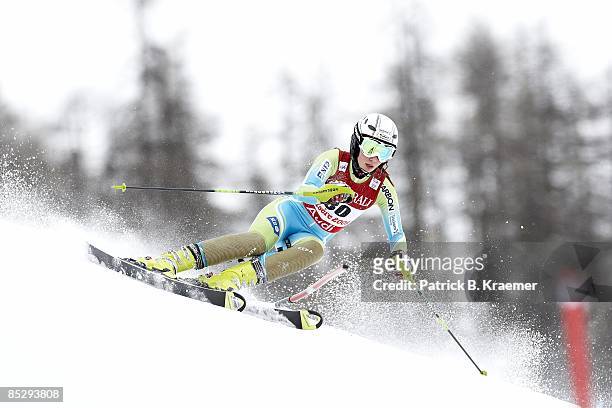 World Ski Championships: Slovenia Mateja Robnik in action during Women's Super Combined Slalom on Piste Rhone-Alpes course. Val D'Isere, France...