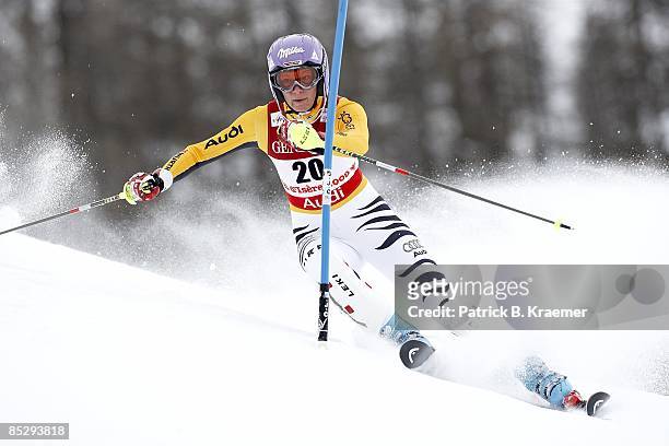 World Ski Championships: Germany Maria Riesch in action during Women's Super Combined Slalom on Piste Rhone-Alpes course. Val D'Isere, France...