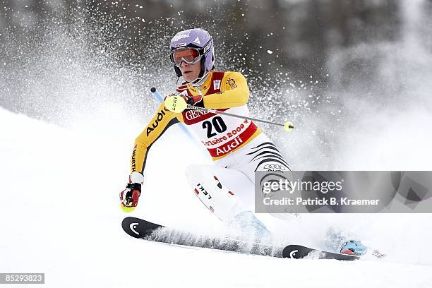 World Ski Championships: Germany Maria Riesch in action during Women's Super Combined Slalom on Piste Rhone-Alpes course. Val D'Isere, France...