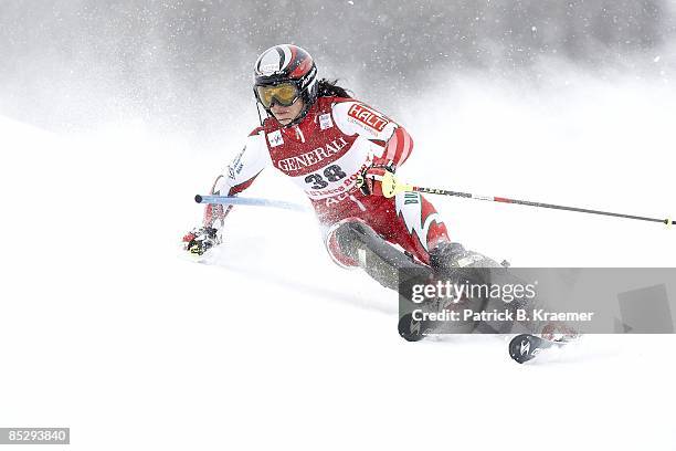 World Ski Championships: Bulgaria Maria Kirkova in action during Women's Super Combined Slalom on Piste Rhone-Alpes course. Val D'Isere, France...