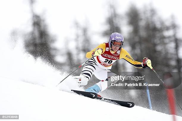 World Ski Championships: Germany Maria Riesch in action during Women's Super Combined Slalom on Piste Rhone-Alpes course. Val D'Isere, France...