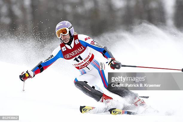 World Ski Championships: France Ingrid Jacquemod in action during Women's Super Combined Slalom on Piste Rhone-Alpes course. Val D'Isere, France...