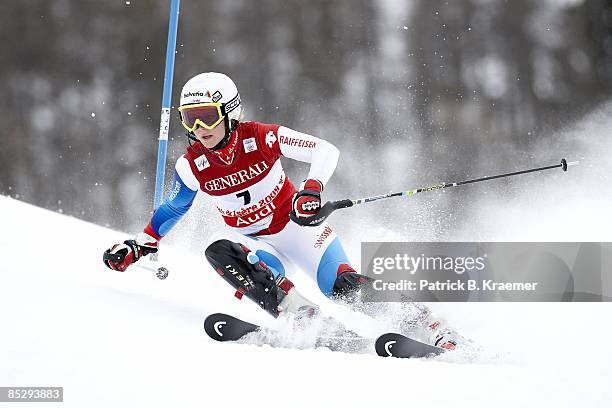 World Ski Championships: Switzerland Rabea Grand in action during Women's Super Combined Slalom on Piste Rhone-Alpes course. Val D'Isere, France...