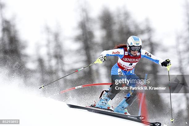 World Ski Championships: Italy Johanna Schnarf in action during Women's Super Combined Slalom on Piste Rhone-Alpes course. Val D'Isere, France...
