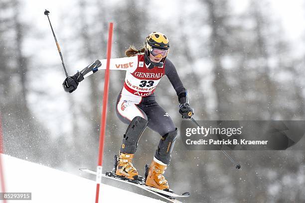 World Ski Championships: Czech Republic Klara Krizova in action during Women's Super Combined Slalom on Piste Rhone-Alpes course. Val D'Isere, France...