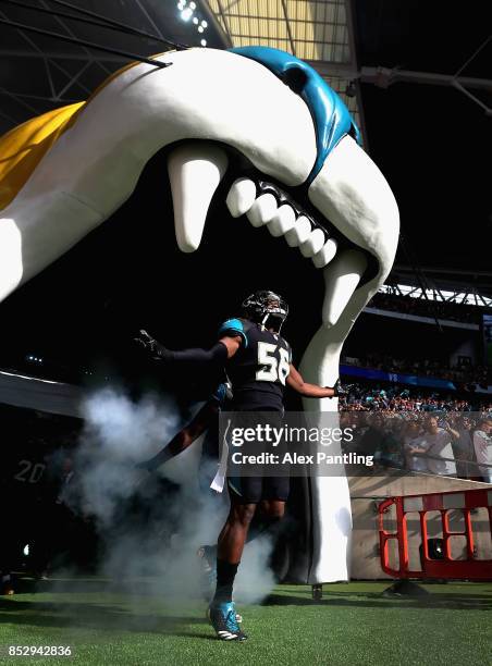 Dante Fowler of the Jacksonville Jaguars enters the field during the NFL International Series match between Baltimore Ravens and Jacksonville Jaguars...