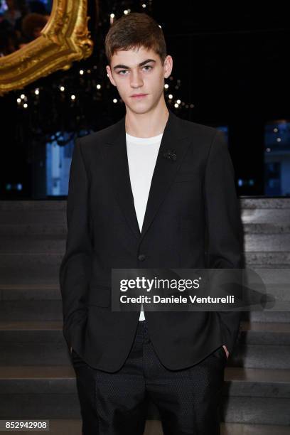 Hero Fiennes Tiffin attends the Dolce & Gabbana show during Milan Fashion Week Spring/Summer 2018 on September 24, 2017 in Milan, Italy.