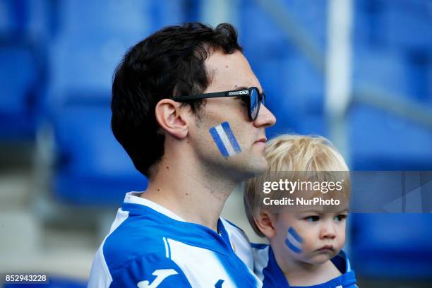 Espanyol supporters during La Liga match between RCD Espanyol v Real Club Deportivo de La Coruna , in Barcelona, on September 24, 2017.