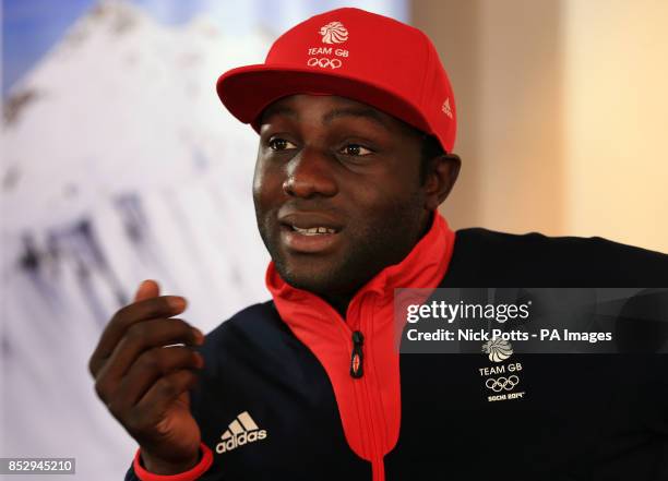 Great Britain's GB2 Bobsleigh driver Lamin Deen during the kitting out session at the adidas Centre, Stockport. PRESS ASSOCIATION Photo. Issue date:...