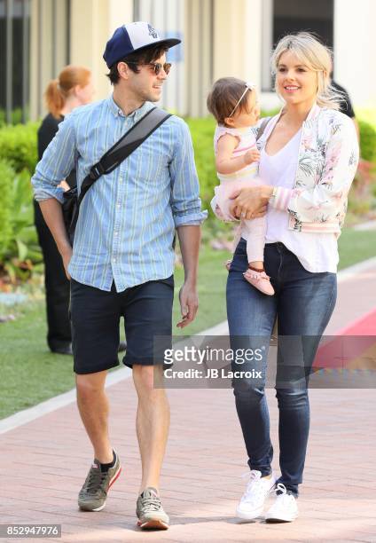 Ali Fedotowsky, Molly Manno and Kevin Manno attend the 6th Annual Celebrity Red CARpet Safety Awareness Event on September 23, 2017 in Culver City,...