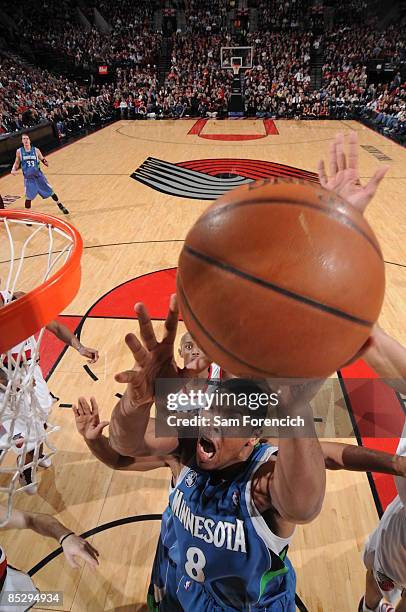 Ryan Gomes of the Minnesota Timberwolves goes up for a shot during a game against the Portland Trail Blazers on March 7, 2009 at the Rose Garden...