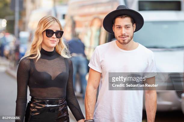 Valentina Ferragni and her boyfriend Luca Vezil are seen during Milan Fashion Week Spring/Summer 2018 on September 24, 2017 in Milan, Italy.