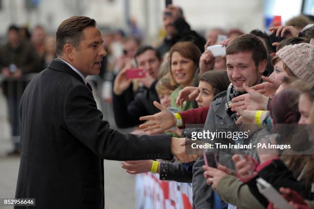 David Walliams meets fans as he arrives at the Millennium Centre in Cardiff for Britain's Got Talent auditions.