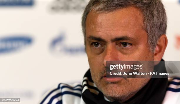 Chelsea's manager Jose Mourinho during a press conference at Cobham Training Ground, Stoke d'Abernon.