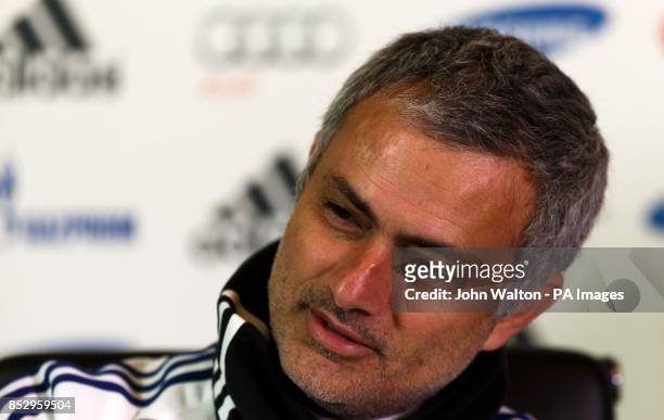 Chelsea's manager Jose Mourinho during a press conference at Cobham Training Ground, Stoke d'Abernon.