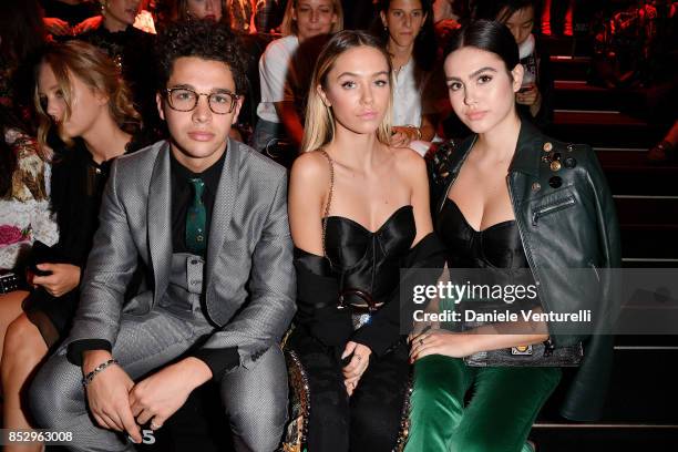 Austin Mahone, Delilah Belle Hamlin and Amelia Gray Hamlin attend the Dolce & Gabbana show during Milan Fashion Week Spring/Summer 2018 on September...