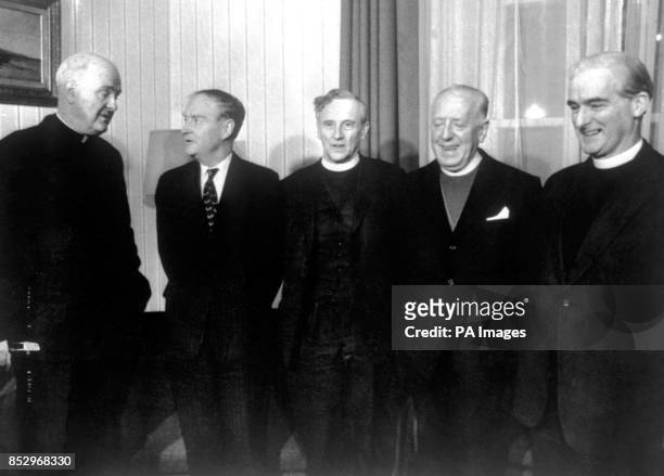 Irish Premier Liam Cosgrave and Ireland's four top churchmen at the Ulster Peace meeting in Dublin. Cardinal Conway, Catholic Primate of Ireland,...